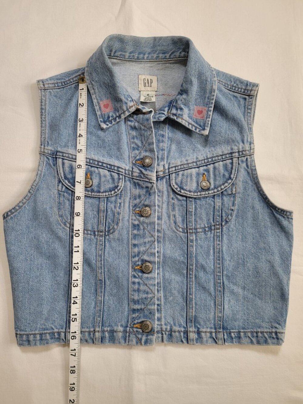 Gap Western Denim Vest Medium Wash Sleeveless Trucker Jean Jacket Festival M - Picture 5 of 8